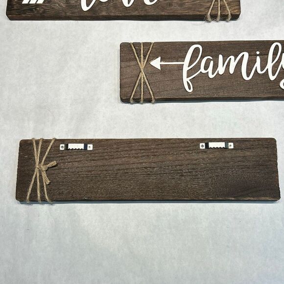 Faux Wood Home Decor Signs Family Love Home Arrows Hanging Tabs 13" x 3" - Picture 6 of 7